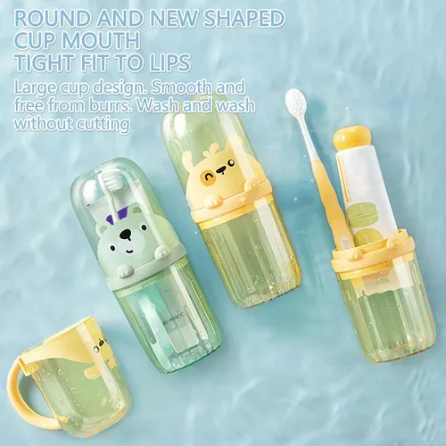 Vista 6 de Lindo soporte portátil para cepillos de dientes de plástico, estuche de viaje para niños con mango desmontable, cepillos de dientes multifunción