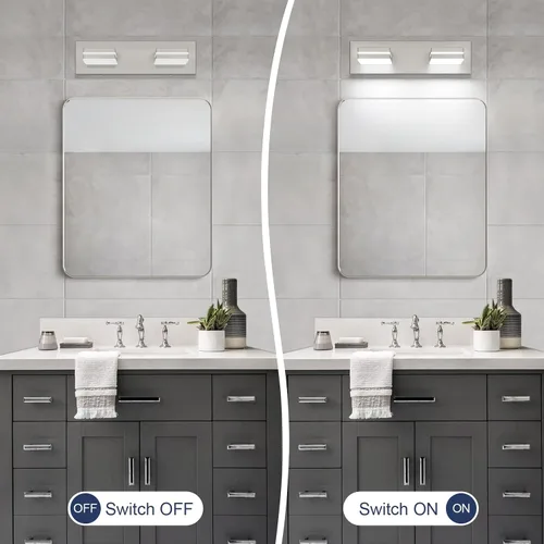 Vista 6 de SineRise - Moderna lámpara LED para tocador de baño (2 luces, 39.4 cm, regulable), iluminación de pared de baño moderna de acrílico cepillado sobre
