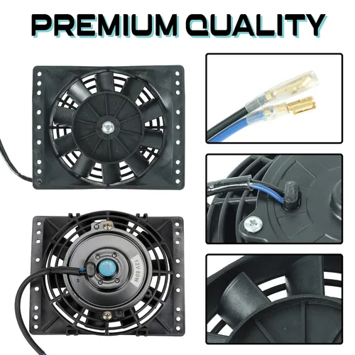 Vista 3 de Ventilador de enfriamiento eléctrico de empuje delgado de 6 pulgadas 650CFM Radiador Enfriador de aceite Kit de montaje universal Negro
