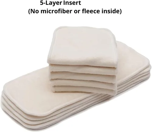 Vista 2 de KaWaii Baby Inserto de pañales de tela de etiqueta premium, 5 capas, lavable, reutilizable, uso con pañal de tela de tamaño único, paquete de 10