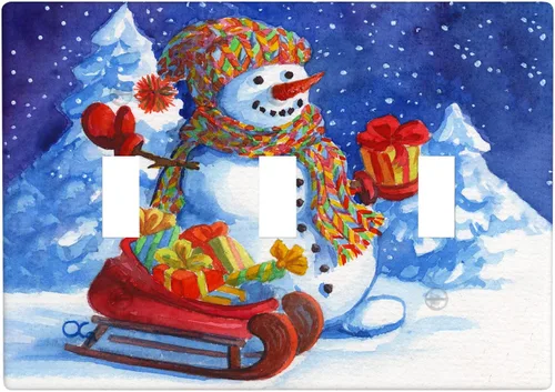 Vista 15 de Cubierta de interruptor de luz dúplex de 1 banda, cubierta decorativa de Navidad con copos de nieve rojos, placa frontal decorativa para cocina