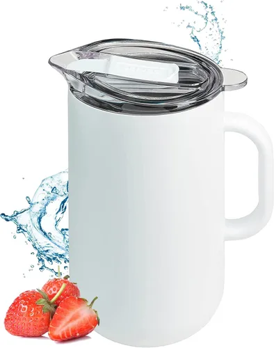 Vista 11 de Jarra Premium Aislada de Served (0.87 cuartos de galón/66oz) - Jarra de Acero Inoxidable con Pared Doble, Forrada en Cobre con Tapa - Jarra Térmica