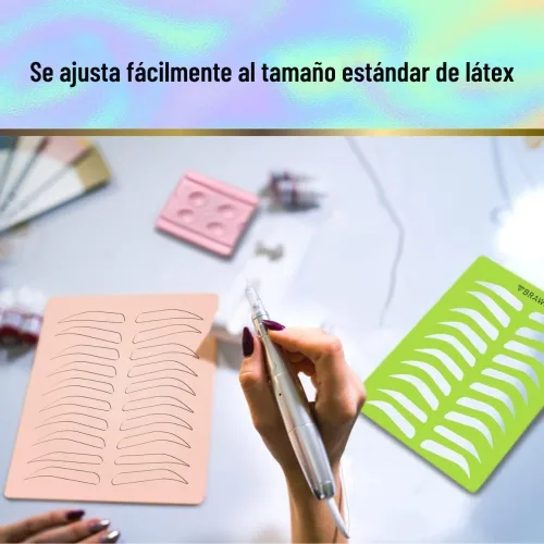 Vista 5 de BRAWNA [Versión mejorada] Plantilla de práctica de cejas con piel de práctica de microblading Plantilla de microblading para tatuaje de cejas