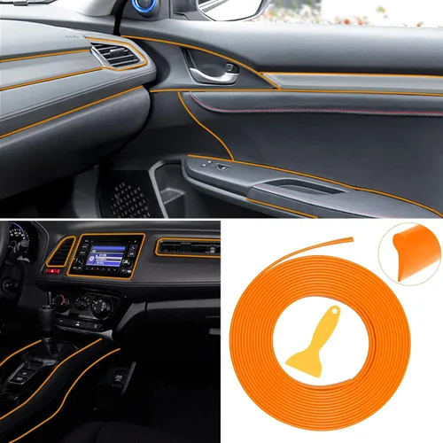 Vista 6 de Tiras decorativas para interior de automóvil, impermeables, ajuste universal y flexibles, tiras para insertar, incluye herramienta de instalación
