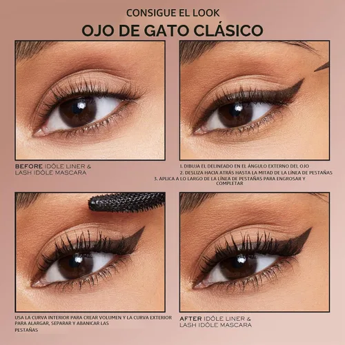 Vista 5 de Lancôme Delineador líquido impermeable con punta de fieltro ultra precisa Idôle para un uso resistente a las manchas durante 24 horas Waterproof