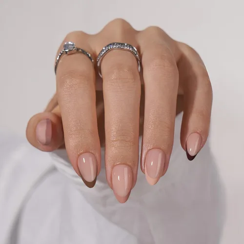 Vista 15 de BTArtbox - Uñas a presión, color crema de vainilla, cuadrado corto, melocotón degradado, 32 unidades 2+ Weeks Wear, Salon-Quality Natural Nails