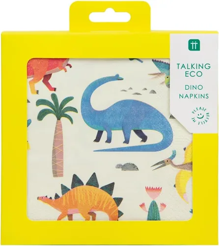 Vista 4 de Talking Tables Servilletas de papel de dinosaurio para fiestas de cumpleaños de niñas o niños, 13 x 13 pulgadas, colores mezclados, paquete de 20