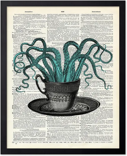 Vista 83 de Poster Master Póster de pulpo para parejas, póster de diccionario, arte Kraken, regalo romántico para él, ella, amantes, decoración náutica