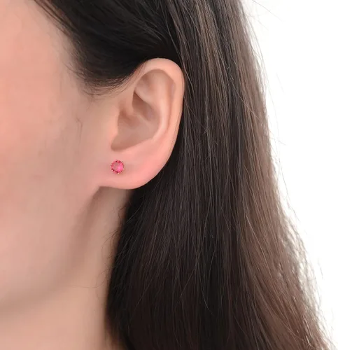 Vista 6 de Juego de 12 pares de aretes de tuerca de acero inoxidable quirúrgico chapados en oro de 18 quilates, parte trasera plana con rosca trasera