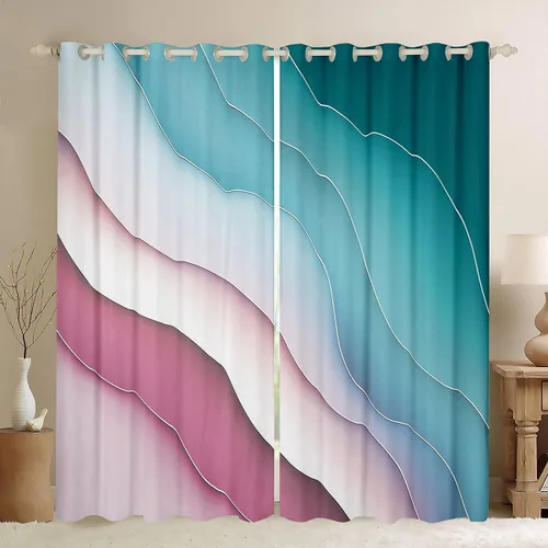 Vista 13 de Feelyou Cortinas abstractas degradadas para niños, adolescentes, azul, rojo y negro, cortinas de ventana para dormitorio, sala de estar, decoración