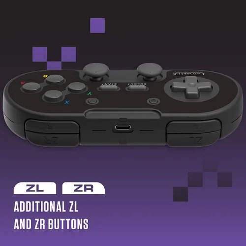 Vista 7 de Retro-Bit Legacy 16 Wireless 2.4GHz Controller for SNES, Switch, PC, MacOS, RetroPie, Raspberry Pi and Other USB Devices - Onyx