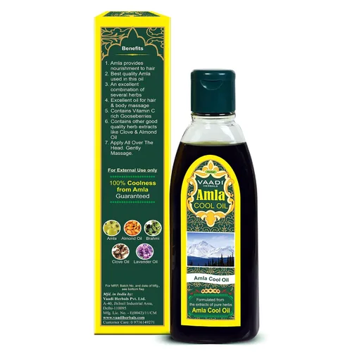 Vista 5 de Vaadi Herbals Aceite de Amla - Aceite de Brahmi - Mezcla de aceite de hierbas Brahmi y Amla (paquete de 3 x 6.76 onzas)