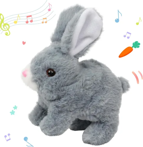 Vista 21 de Hopearl - Conejo saltarín con campana, interactivo, mascota electrónica de peluche con sonidos y movimientos, orejas que se mueven y nariz que se