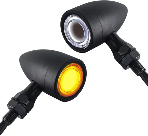 Vista 20 de FATECIM 2 luces traseras LED para motocicleta, intermitentes, luces de freno con visera, luces traseras de motocicleta, intermitentes traseros
