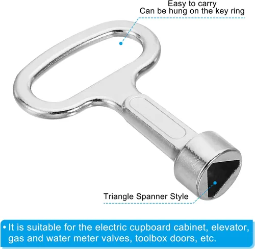 Vista 5 de PATIKIL Llave de enchufe triangular de 0.315 in y 0.354 in, 1 juego/2 piezas llave de medidor de agua a gas para ascensor puerta de elevación
