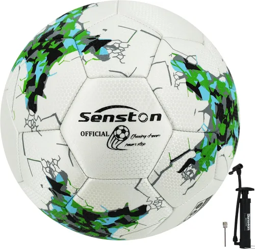Vista 9 de Senston Balón de fútbol tamaño 5, peso oficial del partido, jugadores de fútbol jóvenes y adultos, bomba de aire incluida