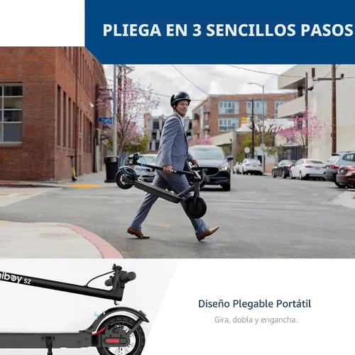 Vista 4 de Hiboy Scooter eléctrico, neumáticos de 8.5 pulgadas, hasta 17 millas de alcance, motor de 350W y 19 MPH, scooter eléctrico plegable y portátil