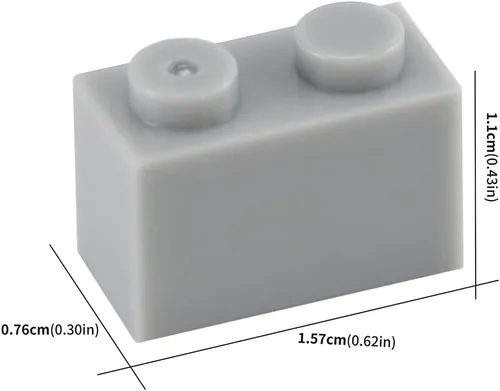 Vista 5 de Ladrillos de 1 x 2 a granel, 450 piezas, gris claro, piezas básicas clásicas, construcción creativa, juego de bloques, accesorios de juguete