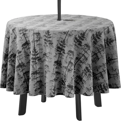 Vista 40 de Mantel redondo para interior/exterior de 58 pulgadas, mantel redondo impermeable para patio, manteles para mesa circular de primavera/verano