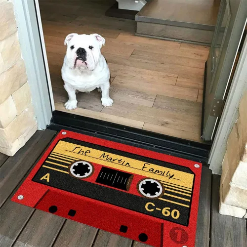 Vista 3 de ENCYCOM Tapete de puerta de casete personalizado con nombre de la familia, tapete familiar personalizado para entrada en interiores y exteriores