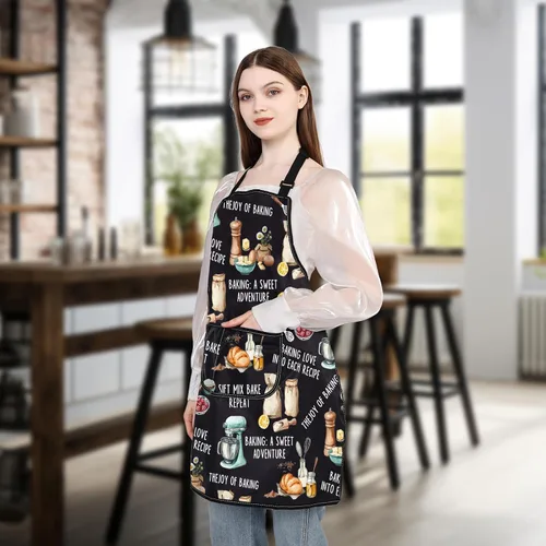 Vista 4 de WSNANG Divertidos delantales de repostería para mujeres y hombres, regalos de aventura dulce para panaderos, amantes de la repostería, regalo