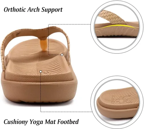 Vista 3 de KuaiLu - Sandalias para mujer, cómodas, buenas para fascitis plantar, buen soporte del arco, estilo pata de gallo, para interior o exterior en verano