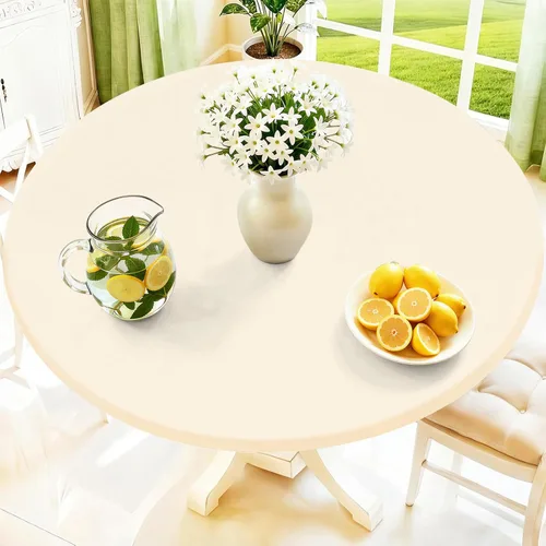 Vista 37 de Moosfor Mantel redondo de elastano, elástico ajustable impermeable para mesas de 18 a 24 pulgadas, mantel de picnic elástico lavable para Azul