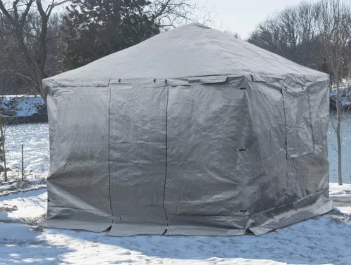 Vista 23 de Sojag Cubierta de invierno para cenadores, accesorio impermeable de 8 x 8 pies con puerta enrollable y paneles ventilados, almacenamiento al aire