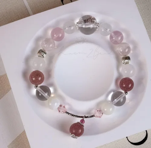 Vista 158 de Precious Gemstone Natural Crystal Healing Bracelet, Rutilated Quartz, Moonstone, Quartz Handmade Original Design Bracelet