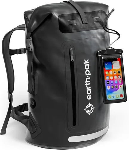 Vista 18 de Earth Pak Mochila impermeable - Mochila de senderismo resistente - Bolsa con cierre enrollable - Bolsa seca acolchada con carcasa impermeable