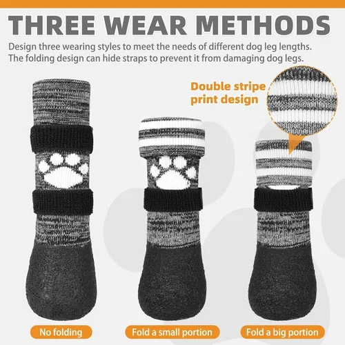 Vista 3 de KOOLTAIL Calcetines antideslizantes para perros para evitar lamer las patas para pavimentos calientes/terrosos, botas largas impermeables