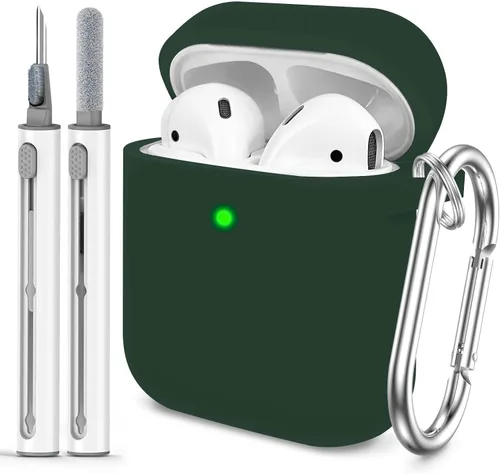 Vista 30 de Funda Protectora para AirPods 1/2, viene con kit de limpieza, funda protectora de silicona suave con hebilla, compatible con estuche de carga