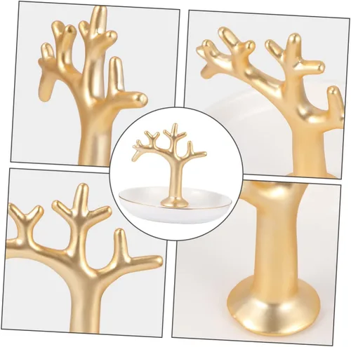 Vista 9 de USHOBE 1pc Ring Holder Bandejas Decorativas Necklace Earring Dish Trinket Dish Tray Jewelry Holder Home Decor Jewelry Dish Gold Filled Earrings