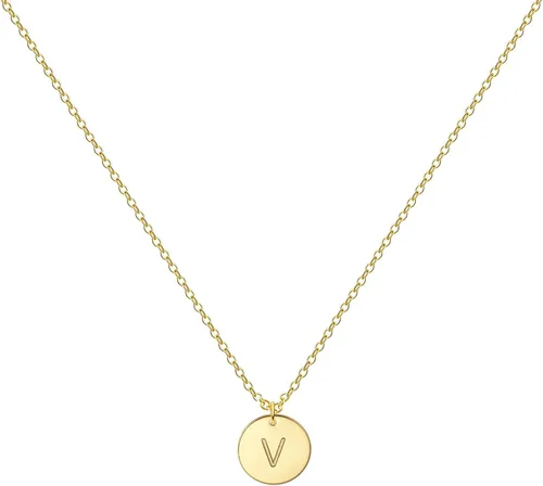 Vista 12 de Collar personalizado con inicial, chapado en oro de 18 quilates, de acero inoxidable, con dije de moneda, collar con dije de letra memorable
