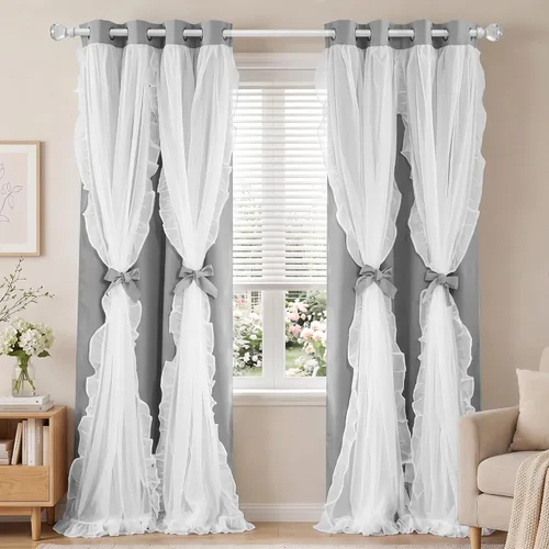 Vista 18 de PONY DANCE Cortinas 100% opacas color beige para dormitorio, 52 pulgadas de Beige - 100% Blackout