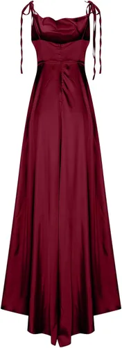 Vista 5 de Vestido de noche sexy sedoso de satén para mujer, elegante, sin mangas, sin espalda, vestido de fiesta, vestido de fiesta de moda con vuelo para boda