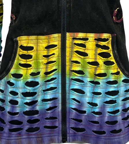 Vista 16 de Agan Traders Chaquetas bohemias con cremallera para mujer, con parches de teñido anudado, sudaderas ligeras con capucha para mujer 2025