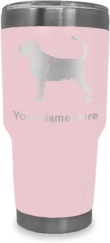 Vista 30 de LaserGram Vaso aislado al vacío de 20 onzas, perro sabueso, grabado personalizado incluido (negro)