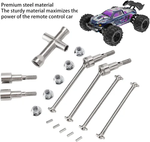 Vista 4 de Juego de eje de transmisión de coche RC 1/16 Kit de eje CVD delantero trasero compatible con 16101 16102 16103 16201PRO Ejes de transmisión de acero
