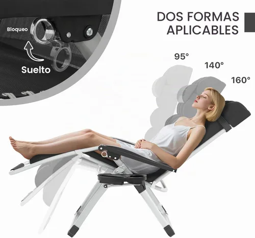Vista 4 de Magshion Zero Gravity - Silla reclinable para patio, campamento, color Negro