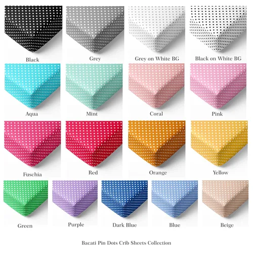 Vista 6 de Bacati - Sábana bajera ajustable de 100 % algodón universal para bebé de EE. UU. para cuna o niño pequeño (PIN DOTS, turquesa aguamarina)