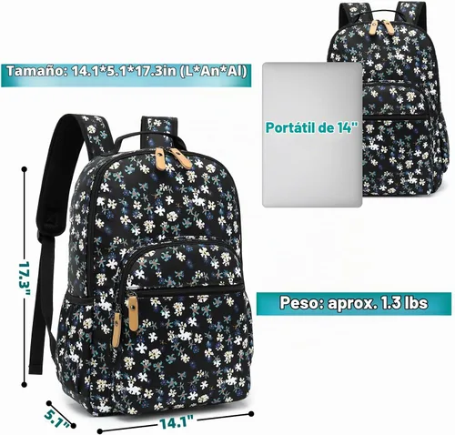 Vista 3 de Leaper Linda Mochila Campus Mujeres: Una Bolsa 7 Estilos, 90% Outfits 22 Piña beige