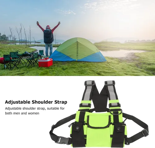 Vista 4 de Bolsa de arnés de radio en el pecho, radio universal de dos vías Walkie Talkie para buscar elementos esenciales, bolsa táctica Oxford para el pecho