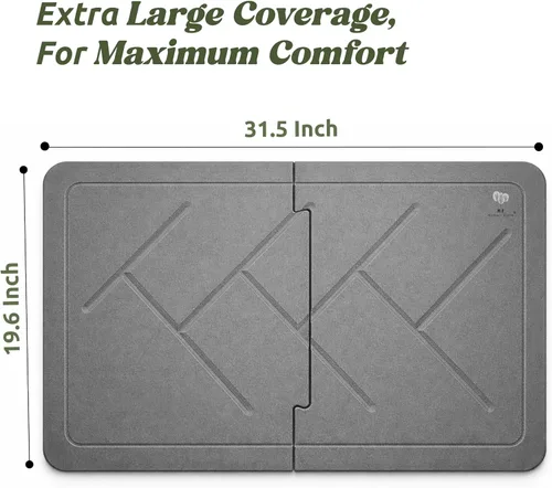 Vista 2 de ME MOTHER EARTH Tapete de baño XL de doble cara de piedra de 19.7 x 31.5 pulgadas, tierra de diatomeas, tapete de baño y cocina, 2 piezas de secado
