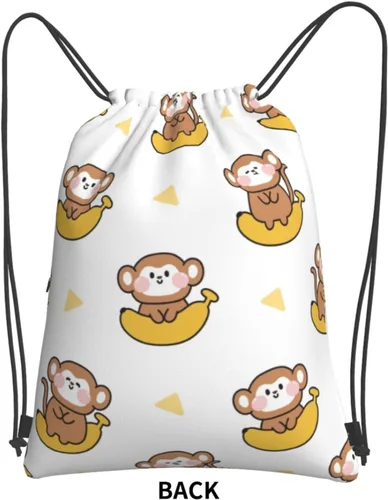 Vista 2 de Dujiea Mochila con cordón, bolsa de gimnasio ajustable, mochila deportiva para hombres y mujeres, compras, yoga, natación, viajes, Mono lindo