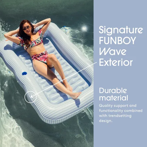Vista 5 de FUNBOY Tanning Pool Lounger Float, XL 72'' x 48'' Pool Float with Custom Pillow and Large Cup Holder, Perfect for Pool or Backyard.