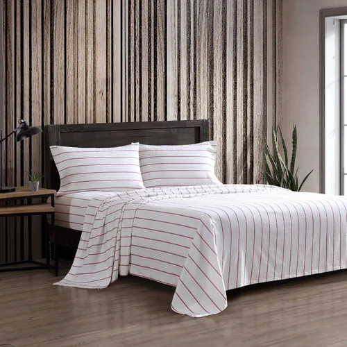 Vista 17 de Eddie Bauer - Sábanas de cama individual, juego de ropa de cama de franela de algodón con funda de almohada a juego, cepilladas para mayor suavidad