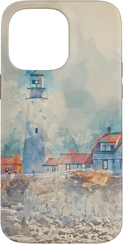 Vista 21 de iPhone 16 Artistic Lighthouse Painting Case