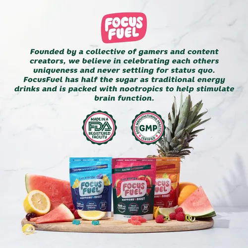 Vista 8 de FocusFuel Energy Chews - Sabor a sandía (15 porciones) - 100 mg de cafeína + L-teanina + B12, magnesio - Impulso de energía totalmente natural - Sin