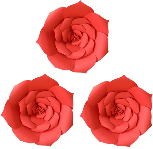 Vista 18 de Decoración de flores de papel gigantes para boda, fiesta, telón de fondo de flores, flores hechas a mano para guardería, decoración de pared de Crema